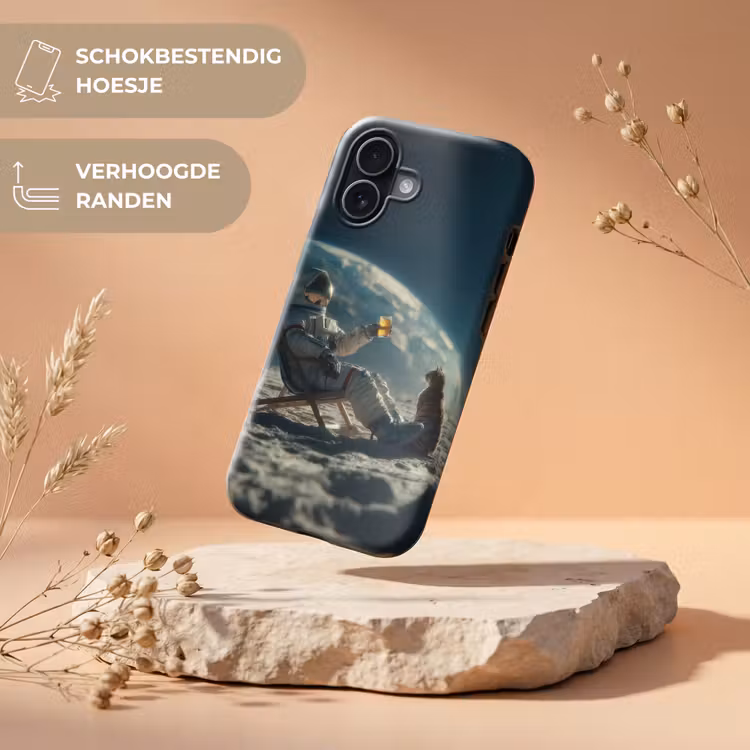 Astronaut - Kat - Glas - Stoel Toughcase MagSafe Apple iPhone 17 klein -USP_RandenV_NL