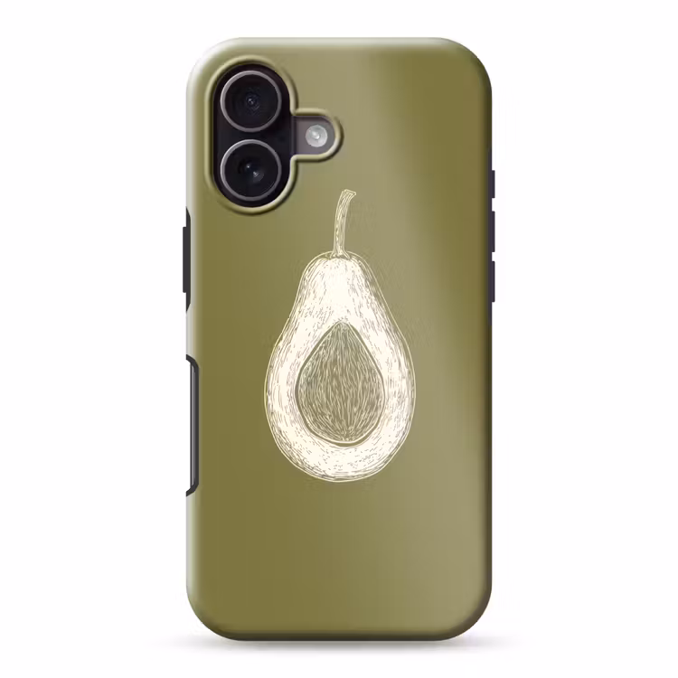 Avocado - Minimalistisch - Illustratie - Groen Toughcase MagSafe Apple iPhone 17 klein -3d