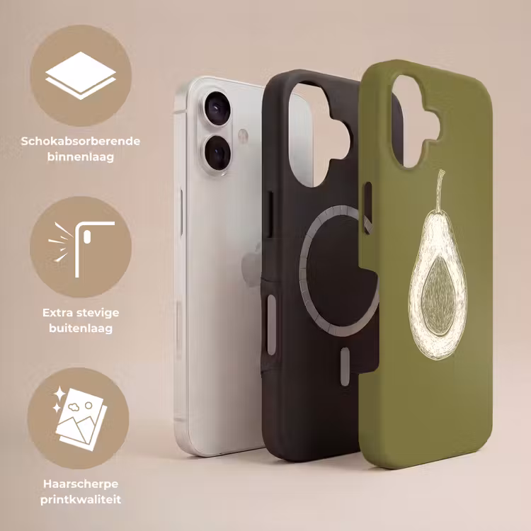 Avocado - Minimalistisch - Illustratie - Groen Toughcase MagSafe Apple iPhone 17 klein -USP_Lagen_NL