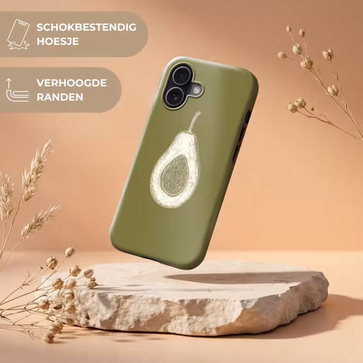 Avocado - Minimalistisch - Illustratie - Groen Toughcase MagSafe Apple iPhone 17 klein -USP_RandenV_NL