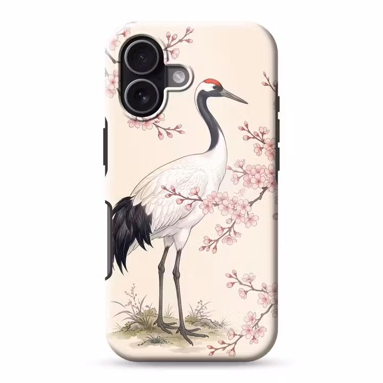 Aziatisch - Kraanvogel - Beige Toughcase MagSafe Apple iPhone 17 klein -3d