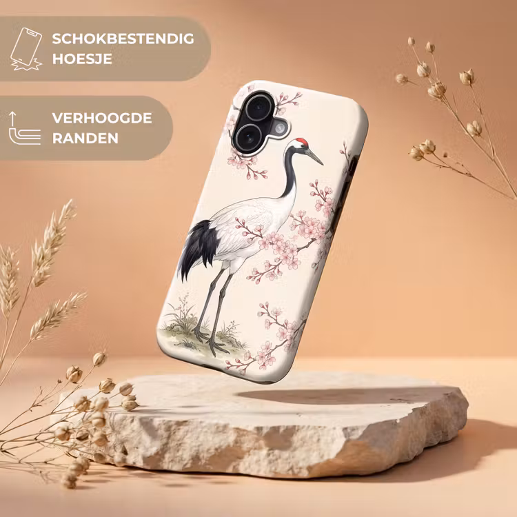 Aziatisch - Kraanvogel - Beige Toughcase MagSafe Apple iPhone 17 klein -USP_RandenV_NL