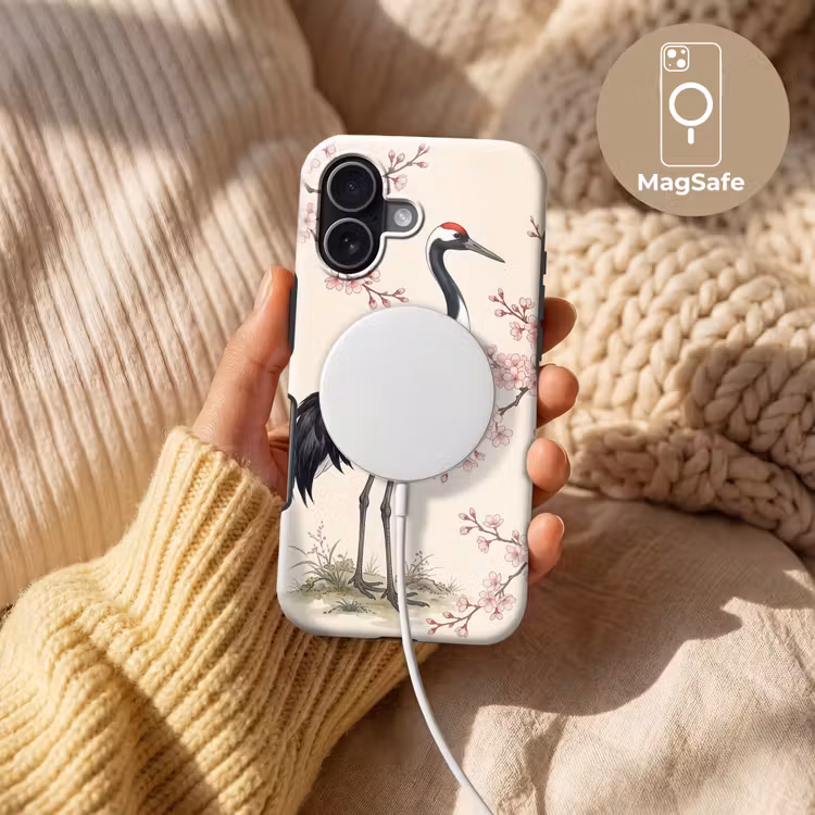 Aziatisch - Kraanvogel - Beige Toughcase MagSafe Apple iPhone 17 klein -USP_MagsafeV