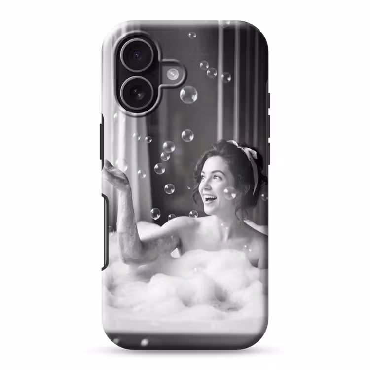 Bad - Bubbels - Zwart - Wit Toughcase MagSafe Apple iPhone 17 klein -3d
