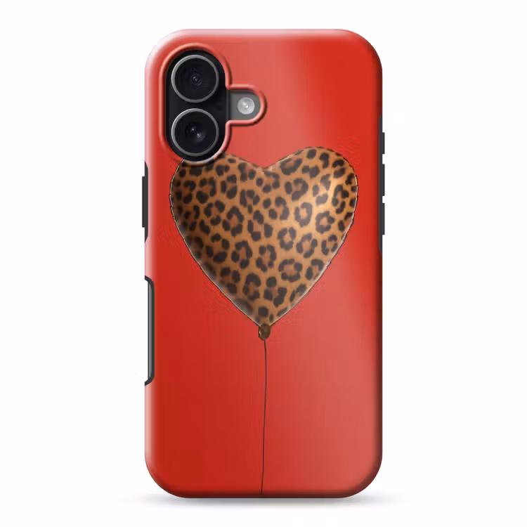 Ballon - Hartvormig - Rood - Panterpatroon Toughcase MagSafe Apple iPhone 17 klein -3d