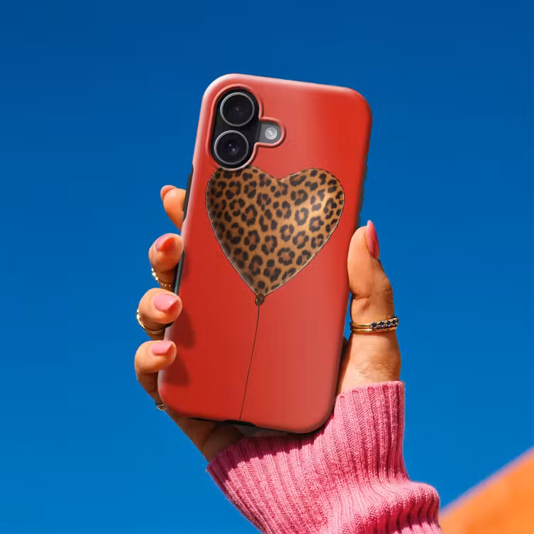 Ballon - Hartvormig - Rood - Panterpatroon Toughcase MagSafe Apple iPhone 17 klein -Sfeer1V