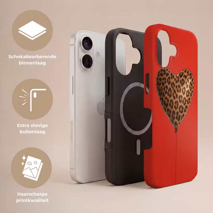 Ballon - Hartvormig - Rood - Panterpatroon Toughcase MagSafe Apple iPhone 17 klein -USP_Lagen_NL