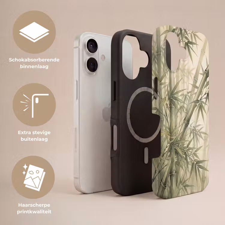 Bamboe - Bladeren - Aziatisch - Groen - Natuur Toughcase MagSafe Apple iPhone 17 klein -USP_Lagen_NL