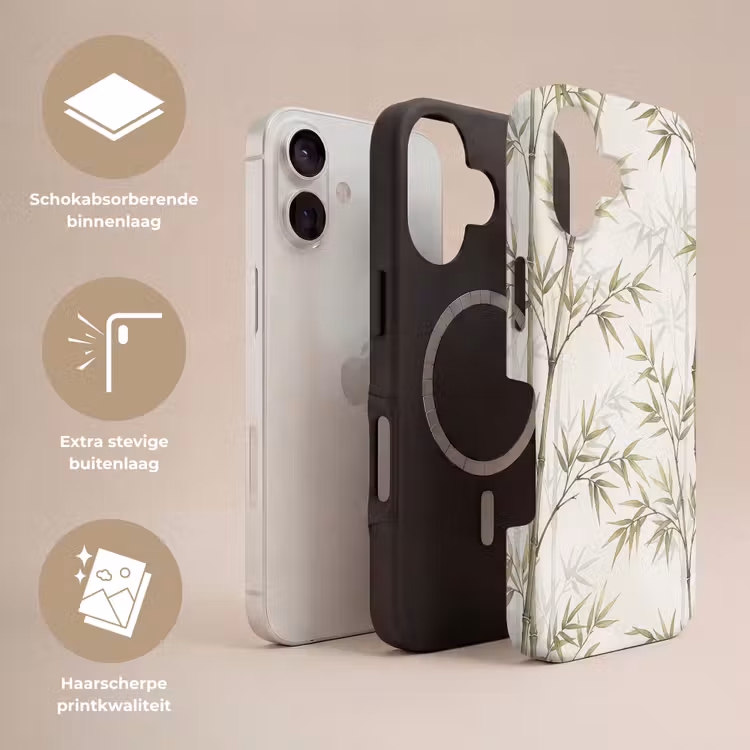 Bamboe - Bladeren - Natuur - Aquarel - Groen Toughcase MagSafe Apple iPhone 17 klein -USP_Lagen_NL