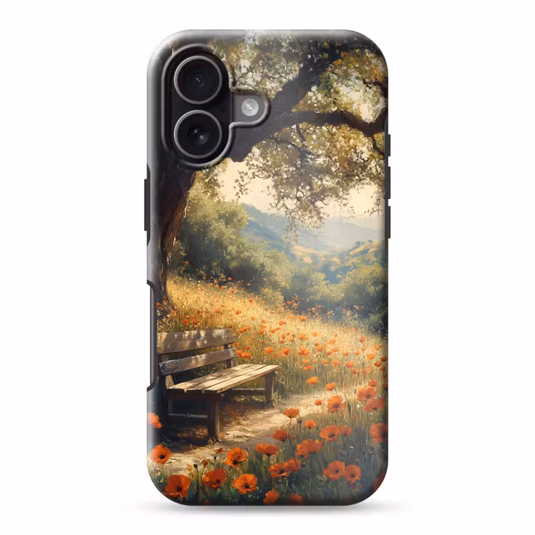 Bankje - Boom - Klaprozen - Heuvels Toughcase MagSafe Apple iPhone 17 klein -3d