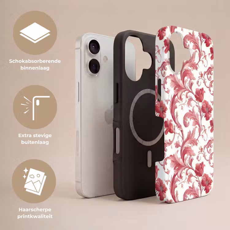 Barok - Patroon - Rood Toughcase MagSafe Apple iPhone 17 klein 1017 -USP_Lagen_NL