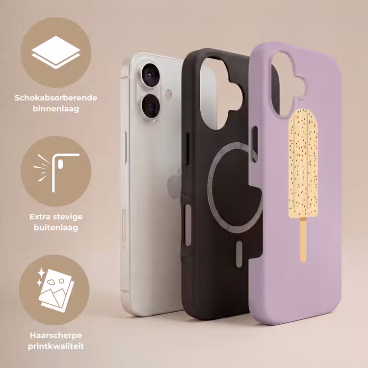 Beige - Ijsje - Spikkels Toughcase MagSafe Apple iPhone 17 klein -USP_Lagen_NL