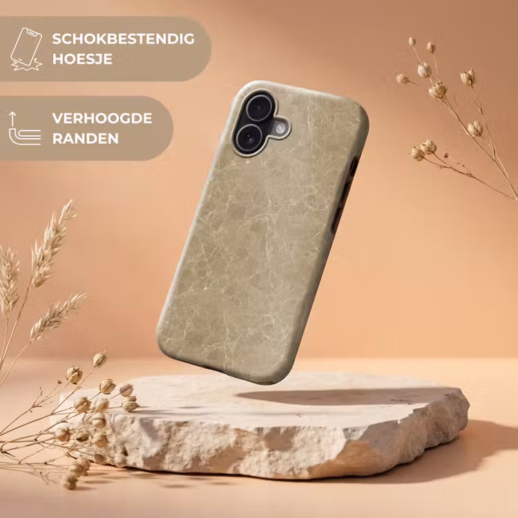Beige - Marmer - Witte aders Toughcase MagSafe Apple iPhone 17 klein 1017 -USP_RandenV_NL
