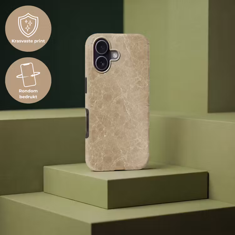 Beige - Marmer - Witte aders Toughcase MagSafe Apple iPhone 17 klein 1017 -USP_PrintM_NL