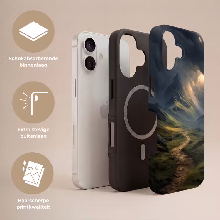 Bergen - Kronkelpad - Groen - Wolken Toughcase MagSafe Apple iPhone 17 klein -USP_Lagen_NL
