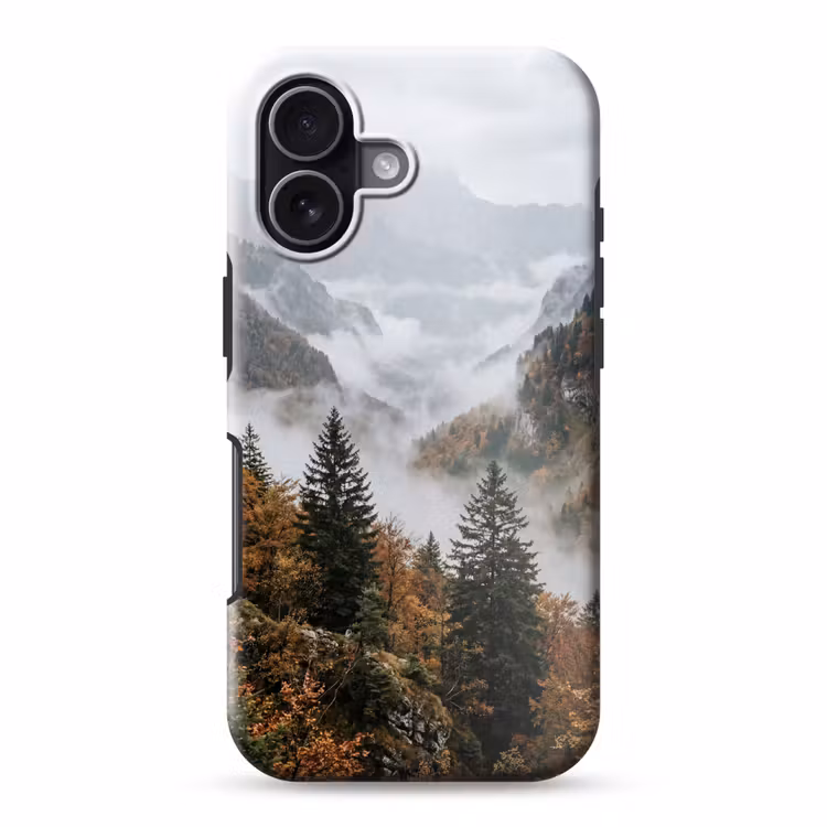 Bergen - Vallei - Mist - Herfst - Natuur Toughcase MagSafe Apple iPhone 17 klein -3d