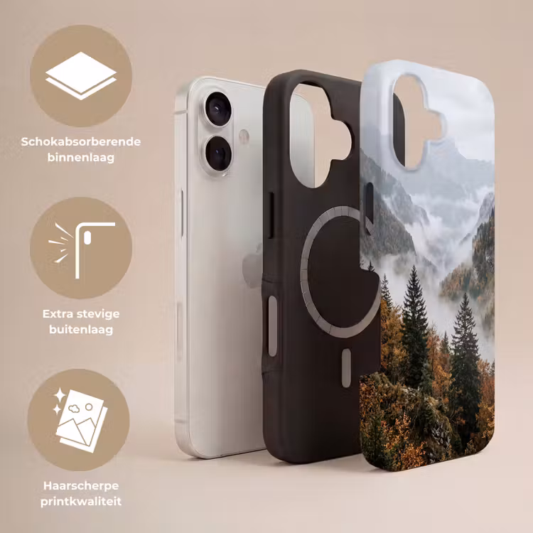 Bergen - Vallei - Mist - Herfst - Natuur Toughcase MagSafe Apple iPhone 17 klein -USP_Lagen_NL