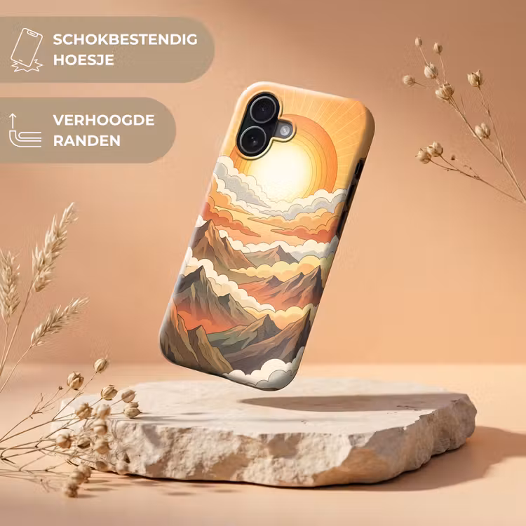 Bergen - Wolken - Natuur - Zonsopgang - Oranje Toughcase MagSafe Apple iPhone 17 klein -USP_RandenV_NL