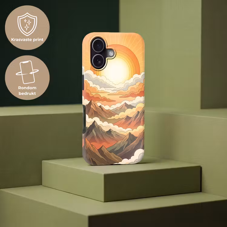 Bergen - Wolken - Natuur - Zonsopgang - Oranje Toughcase MagSafe Apple iPhone 17 klein -USP_PrintM_NL