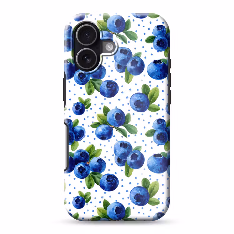 Bessen - Patroon - Blauw Toughcase MagSafe Apple iPhone 17 klein 1017 -3d