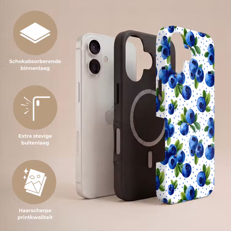 Bessen - Patroon - Blauw Toughcase MagSafe Apple iPhone 17 klein 1017 -USP_Lagen_NL