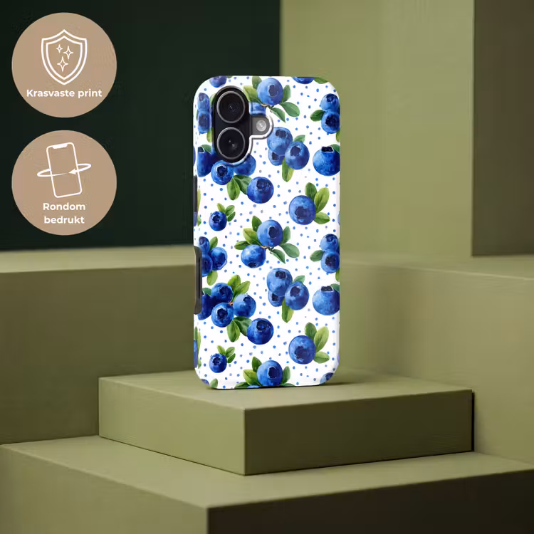 Bessen - Patroon - Blauw Toughcase MagSafe Apple iPhone 17 klein 1017 -USP_PrintM_NL