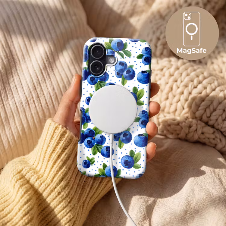 Bessen - Patroon - Blauw Toughcase MagSafe Apple iPhone 17 klein 1017 -USP_MagsafeV
