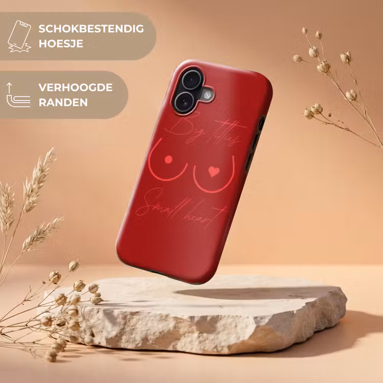 Big titties small heart - Rood - Hart Toughcase MagSafe Apple iPhone 17 klein -USP_RandenV_NL