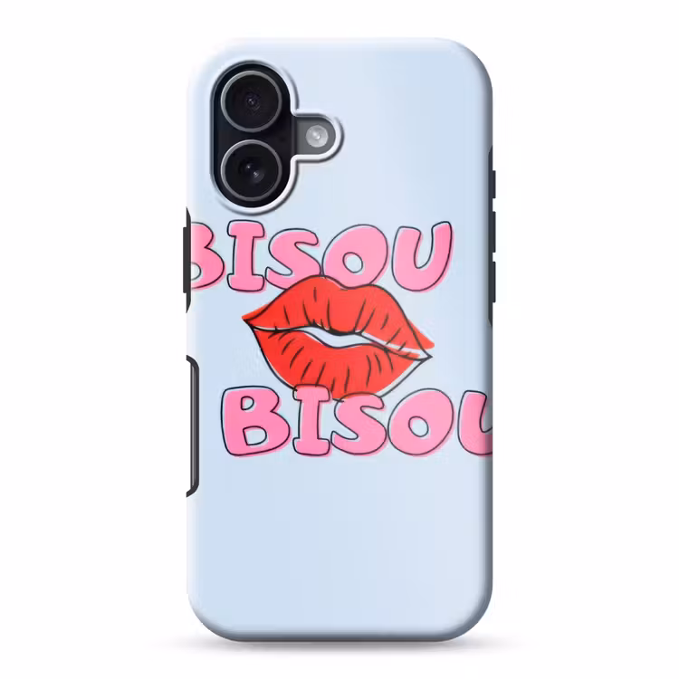 Bisou - Blauw - Roze - Lippen Toughcase MagSafe Apple iPhone 17 klein -3d