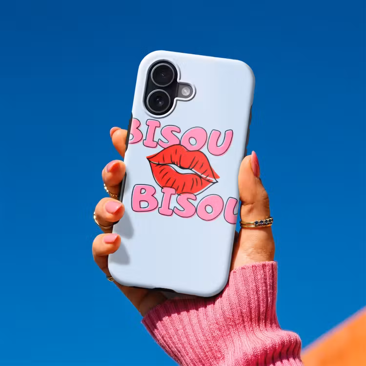 Bisou - Blauw - Roze - Lippen Toughcase MagSafe Apple iPhone 17 klein -Sfeer1V