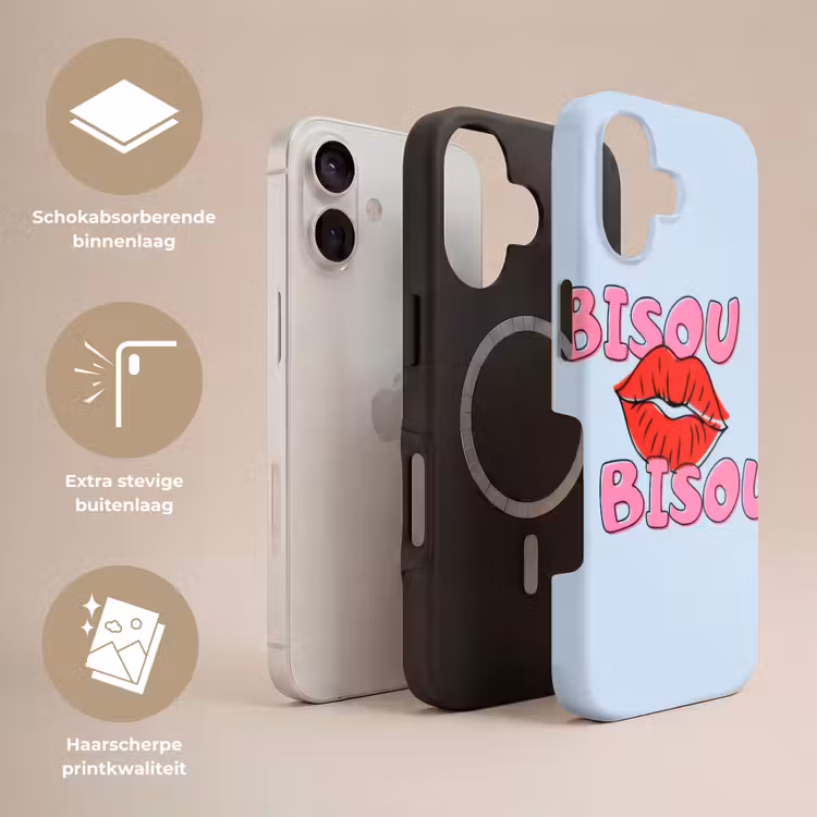 Bisou - Blauw - Roze - Lippen Toughcase MagSafe Apple iPhone 17 klein -USP_Lagen_NL