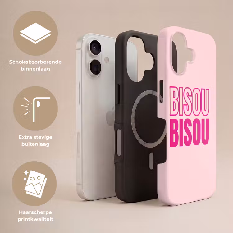 Bisou - Roze - Minimalistisch Toughcase MagSafe Apple iPhone 17 klein -USP_Lagen_NL