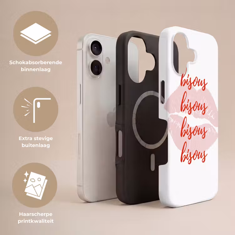 Bisous - Lip - Wit - Rood Toughcase MagSafe Apple iPhone 17 klein -USP_Lagen_NL