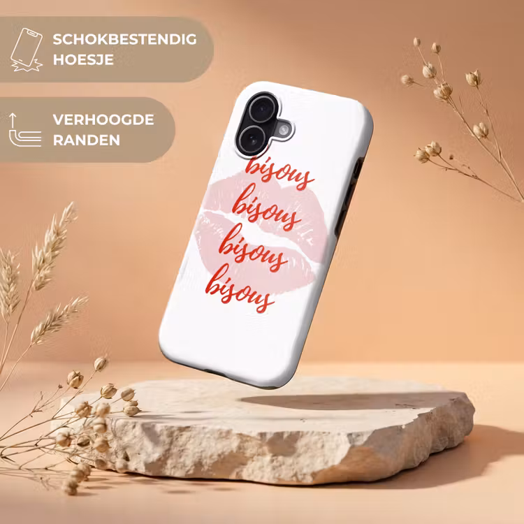 Bisous - Lip - Wit - Rood Toughcase MagSafe Apple iPhone 17 klein -USP_RandenV_NL