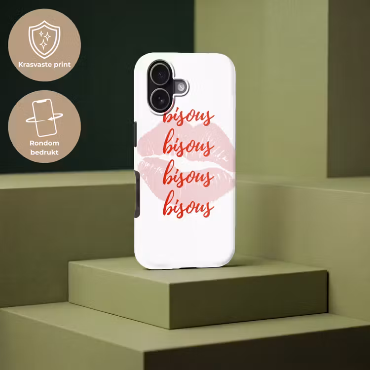 Bisous - Lip - Wit - Rood Toughcase MagSafe Apple iPhone 17 klein -USP_PrintM_NL