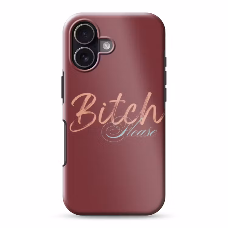 Bitch please - Rood - Blauw Toughcase MagSafe Apple iPhone 17 klein -3d