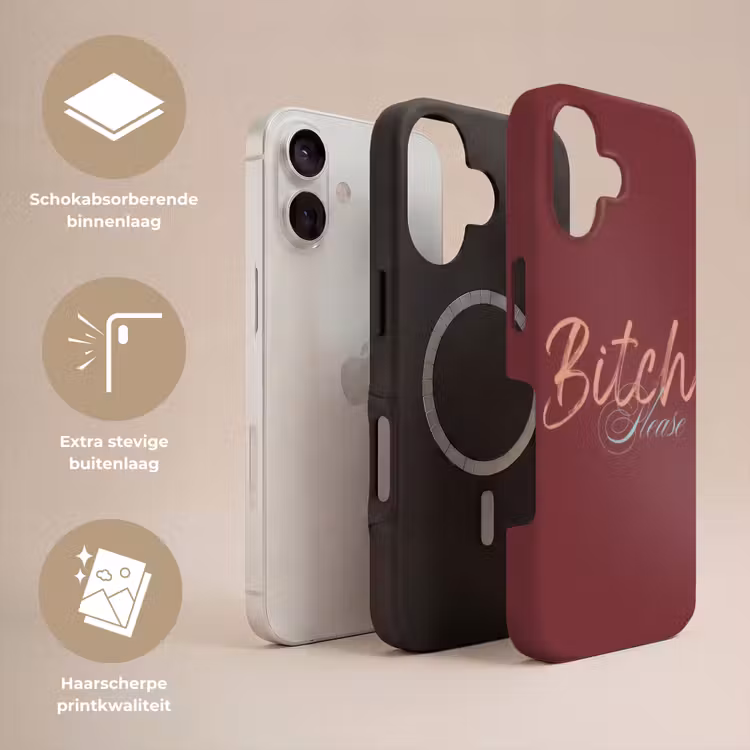Bitch please - Rood - Blauw Toughcase MagSafe Apple iPhone 17 klein -USP_Lagen_NL