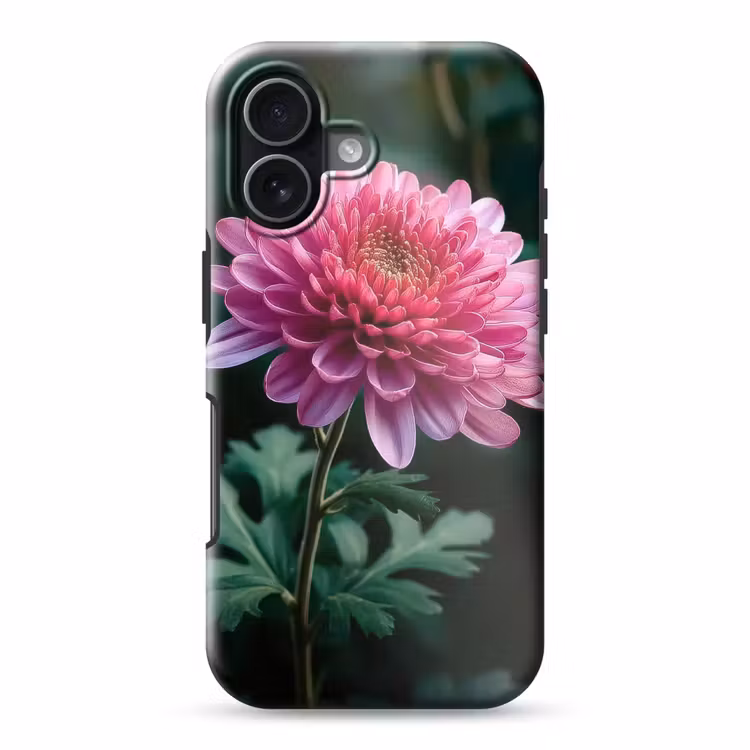 Blad - Chrysant - Roze - Schaduw Toughcase MagSafe Apple iPhone 17 klein -3d