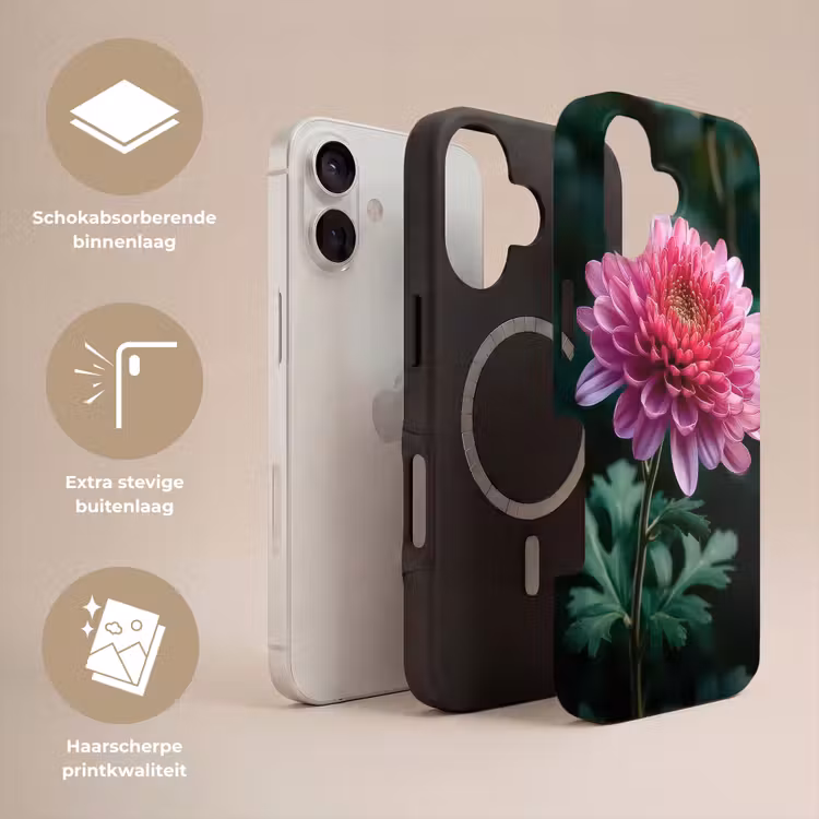Blad - Chrysant - Roze - Schaduw Toughcase MagSafe Apple iPhone 17 klein -USP_Lagen_NL