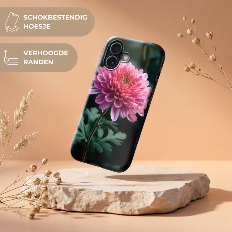Blad - Chrysant - Roze - Schaduw Toughcase MagSafe Apple iPhone 17 klein -USP_RandenV_NL