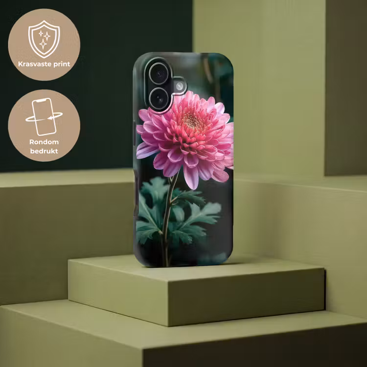 Blad - Chrysant - Roze - Schaduw Toughcase MagSafe Apple iPhone 17 klein -USP_PrintM_NL