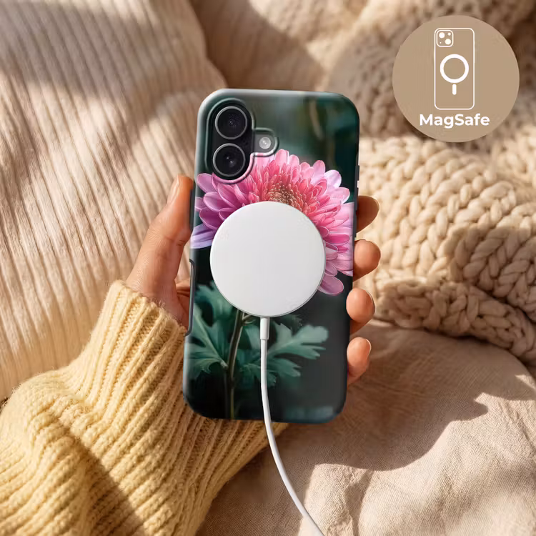 Blad - Chrysant - Roze - Schaduw Toughcase MagSafe Apple iPhone 17 klein -USP_MagsafeV