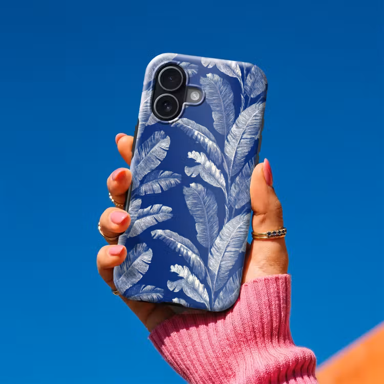 Blad - Palm - Blauw Toughcase MagSafe Apple iPhone 17 klein 1017 -Sfeer1V