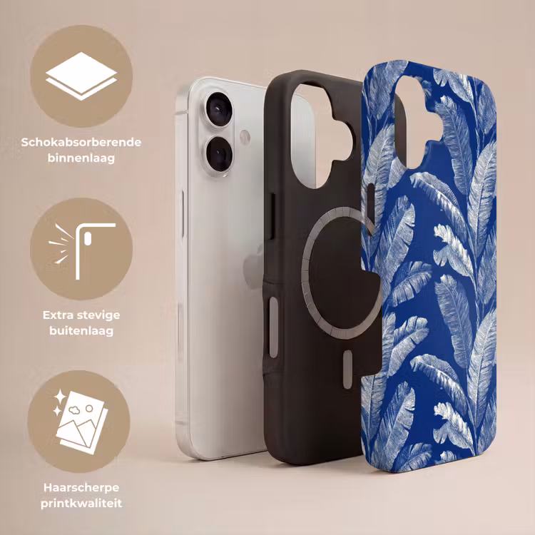 Blad - Palm - Blauw Toughcase MagSafe Apple iPhone 17 klein 1017 -USP_Lagen_NL