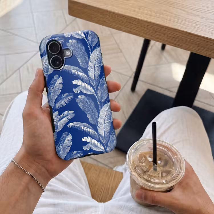 Blad - Palm - Blauw Toughcase MagSafe Apple iPhone 17 klein 1017 -Sfeer1M