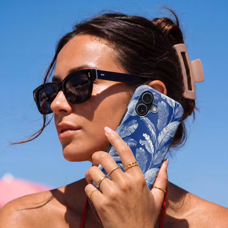 Blad - Palm - Blauw Toughcase MagSafe Apple iPhone 17 klein 1017 -Sfeer2V