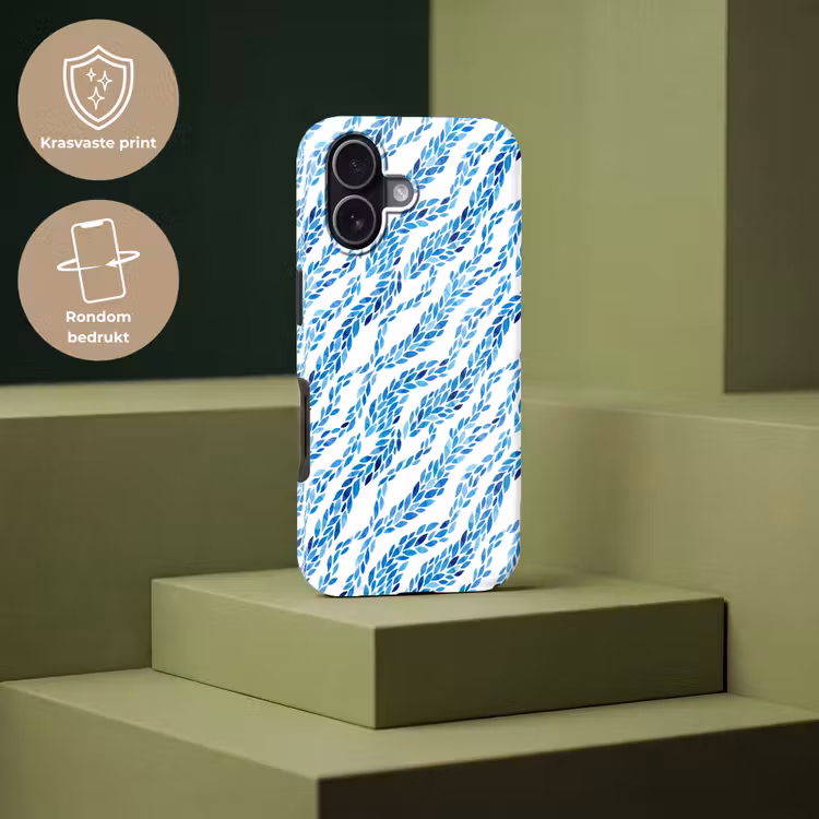 Bladeren - Aquarel - Patroon - Modern - Blauw Toughcase MagSafe Apple iPhone 17 klein -USP_PrintM_NL