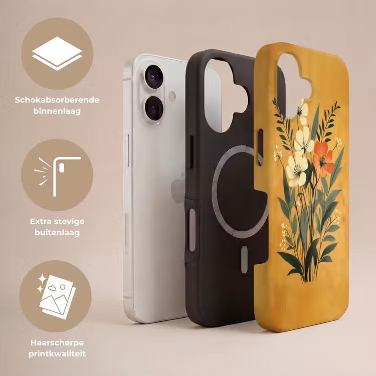 Bladeren - Boeket - Bloemen - Geel Toughcase MagSafe Apple iPhone 17 klein -USP_Lagen_NL