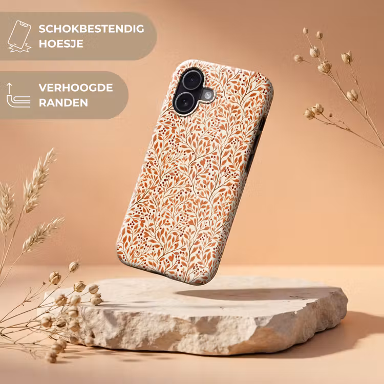 Bladeren - Botanisch - Terracotta Toughcase MagSafe Apple iPhone 17 klein 1017 -USP_RandenV_NL