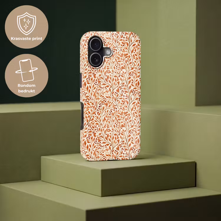 Bladeren - Botanisch - Terracotta Toughcase MagSafe Apple iPhone 17 klein 1017 -USP_PrintM_NL